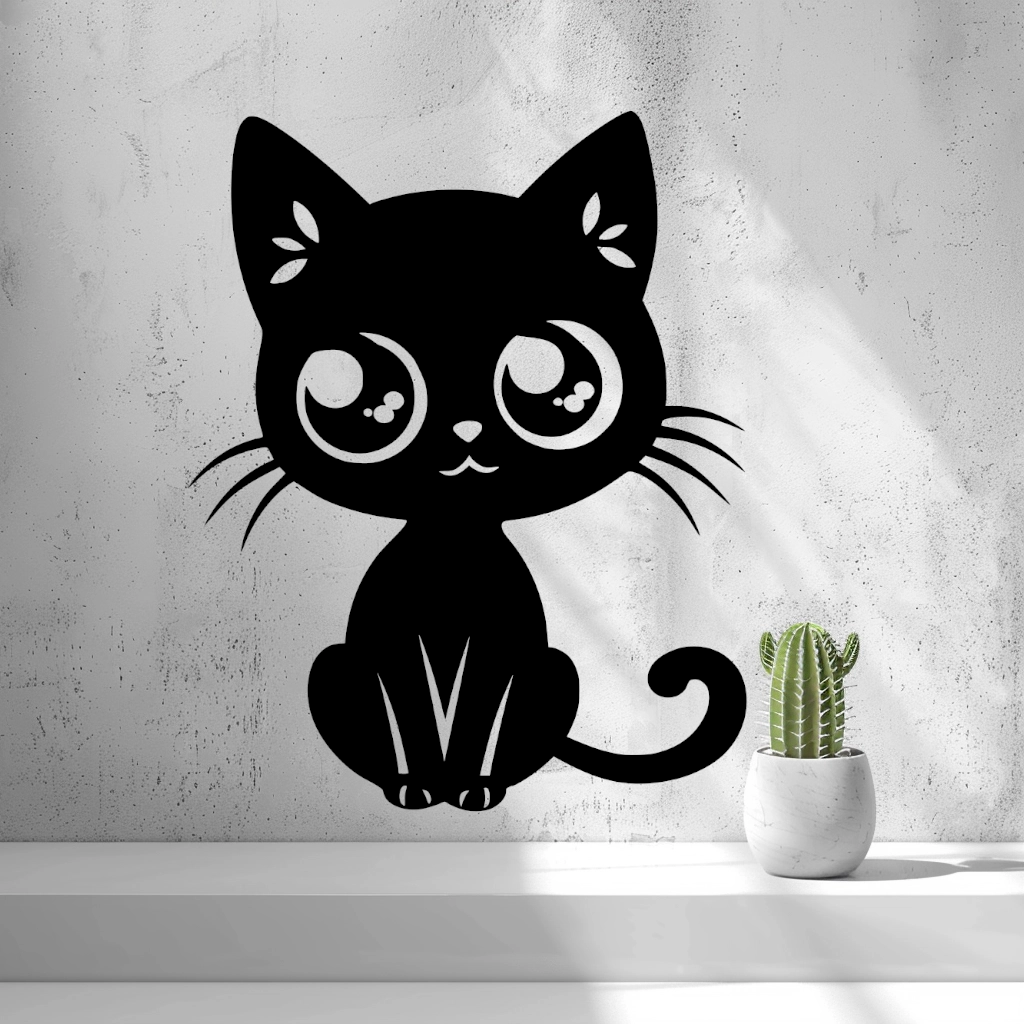 2D Cute Cat Wall Art — 3D Printed PLA