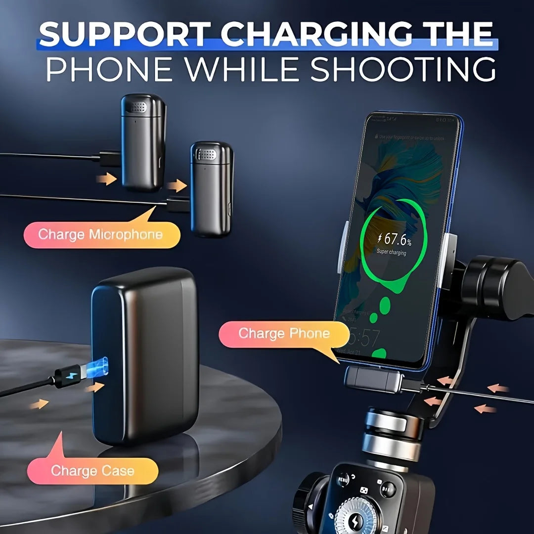 Wireless Lavalier Microphone for Cell Phones Type-C Mini Microphone with Charging Case Noise-canceling for Meeting Recordings