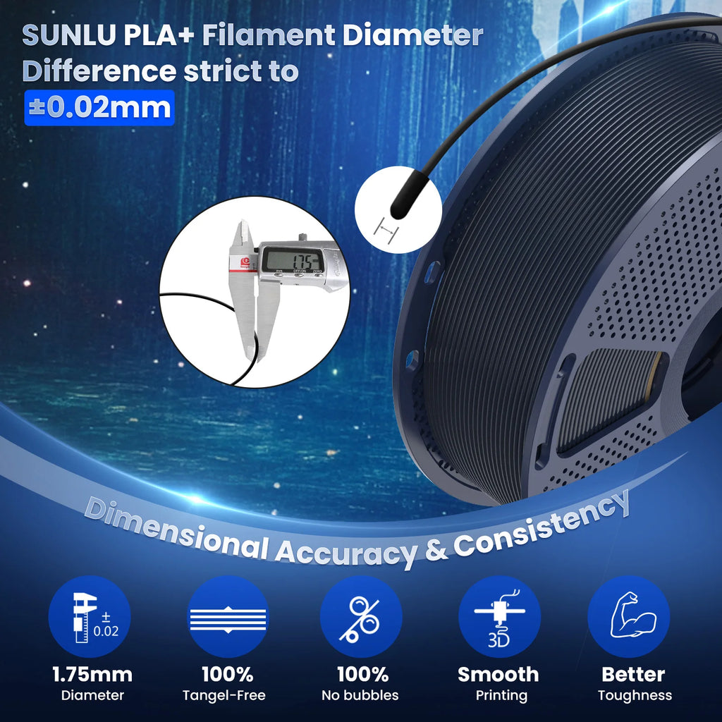 SUNLU PLA PLUS 3D Printer Filament Colorful 5KG 1KG A Roll 1.75MM Tolerances +/-0.02MM Filament Fast Shipping From EU / US /RU