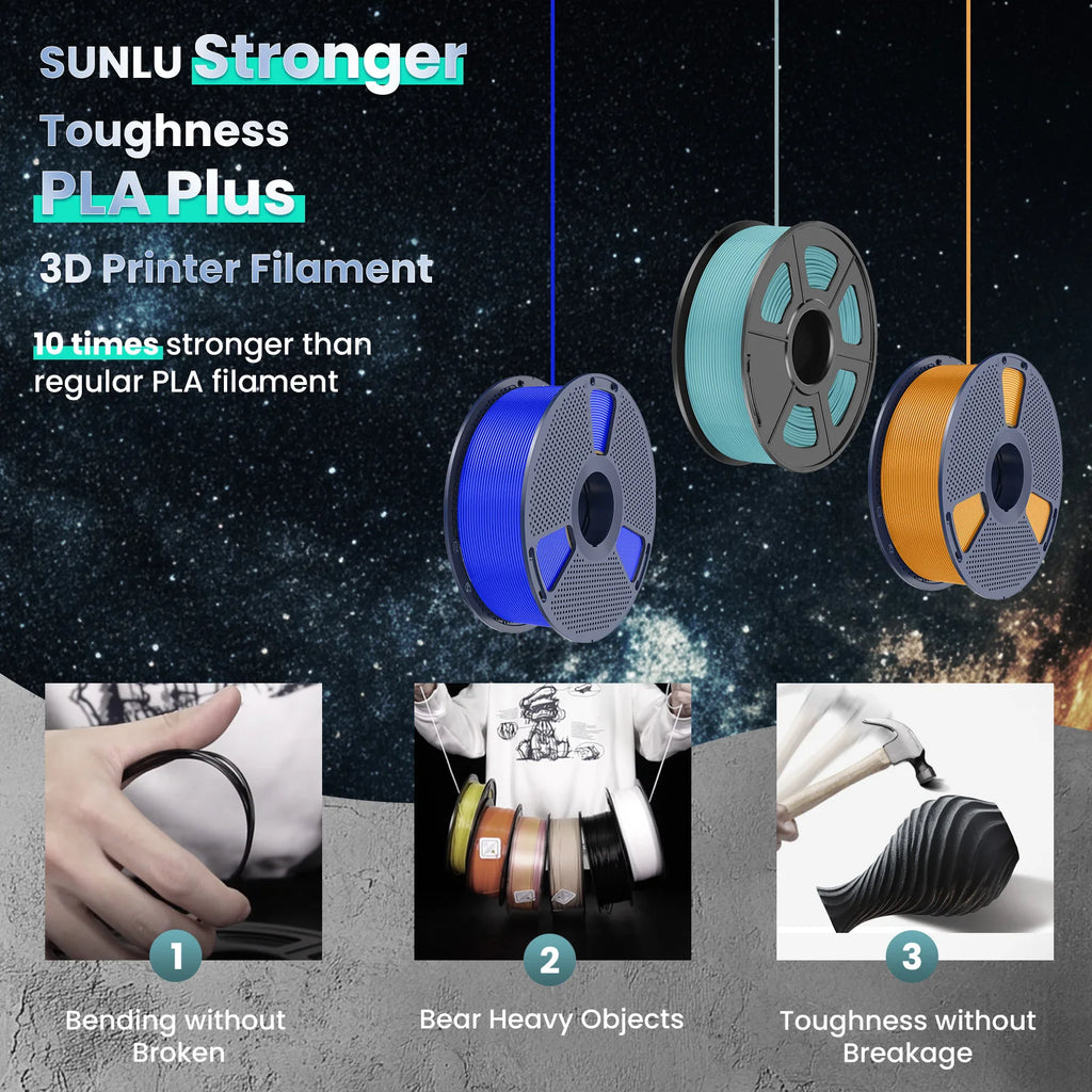 SUNLU PLA PLUS 3D Printer Filament Colorful 5KG 1KG A Roll 1.75MM Tolerances +/-0.02MM Filament Fast Shipping From EU / US /RU