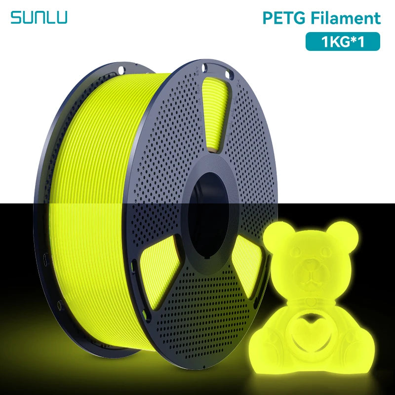 SUNLU 1KG Glow in The Dark PETG/PLA Filament Neatly Wound Luminous Filament 1.75mm +/- 0.02mm 1KG Filament Fit Most FDM 3D Print