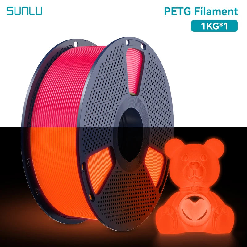 SUNLU 1KG Glow in The Dark PETG/PLA Filament Neatly Wound Luminous Filament 1.75mm +/- 0.02mm 1KG Filament Fit Most FDM 3D Print