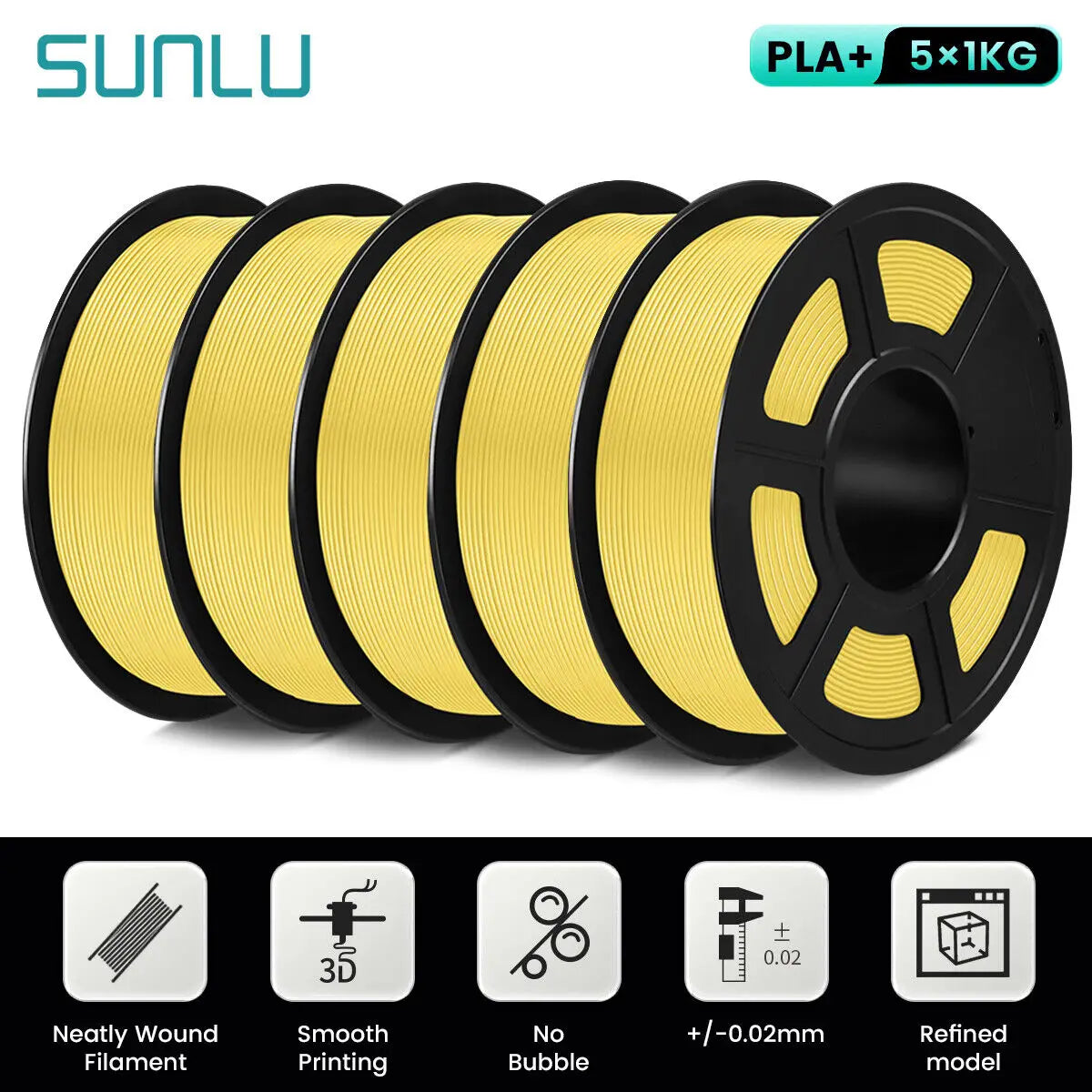 SUNLU PLA PLUS 3D Printer Filament Colorful 5KG 1KG A Roll 1.75MM Tolerances +/-0.02MM Filament Fast Shipping From EU / US /RU
