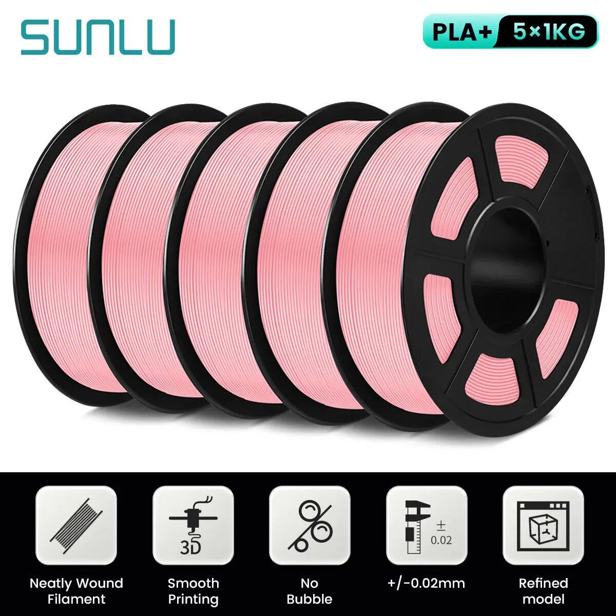 SUNLU PLA PLUS 3D Printer Filament Colorful 5KG 1KG A Roll 1.75MM Tolerances +/-0.02MM Filament Fast Shipping From EU / US /RU