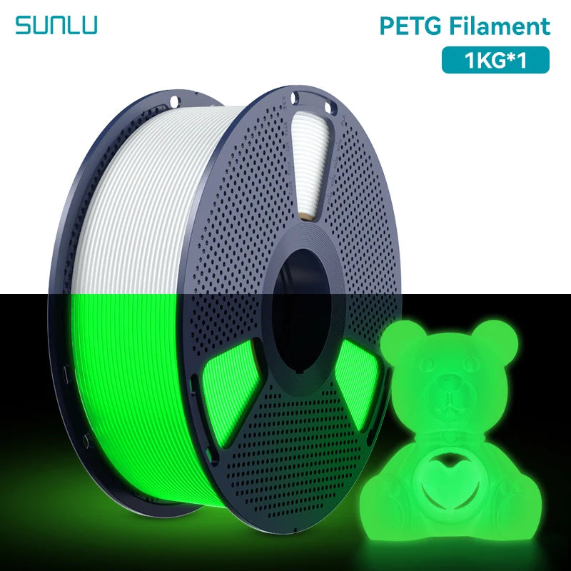 SUNLU 1KG Glow in The Dark PETG/PLA Filament Neatly Wound Luminous Filament 1.75mm +/- 0.02mm 1KG Filament Fit Most FDM 3D Print