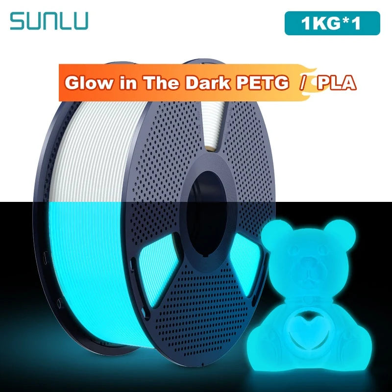 SUNLU 1KG Glow in The Dark PETG/PLA Filament Neatly Wound Luminous Filament 1.75mm +/- 0.02mm 1KG Filament Fit Most FDM 3D Print