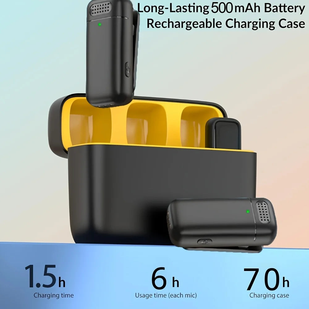 Wireless Lavalier Microphone for Cell Phones Type-C Mini Microphone with Charging Case Noise-canceling for Meeting Recordings